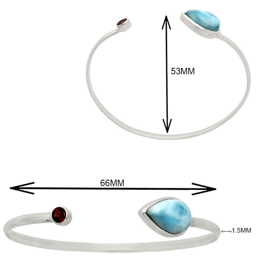 Premium Quality Larimar & Garnet Cuff Bangle Bracelet B-1004 37-EB10378