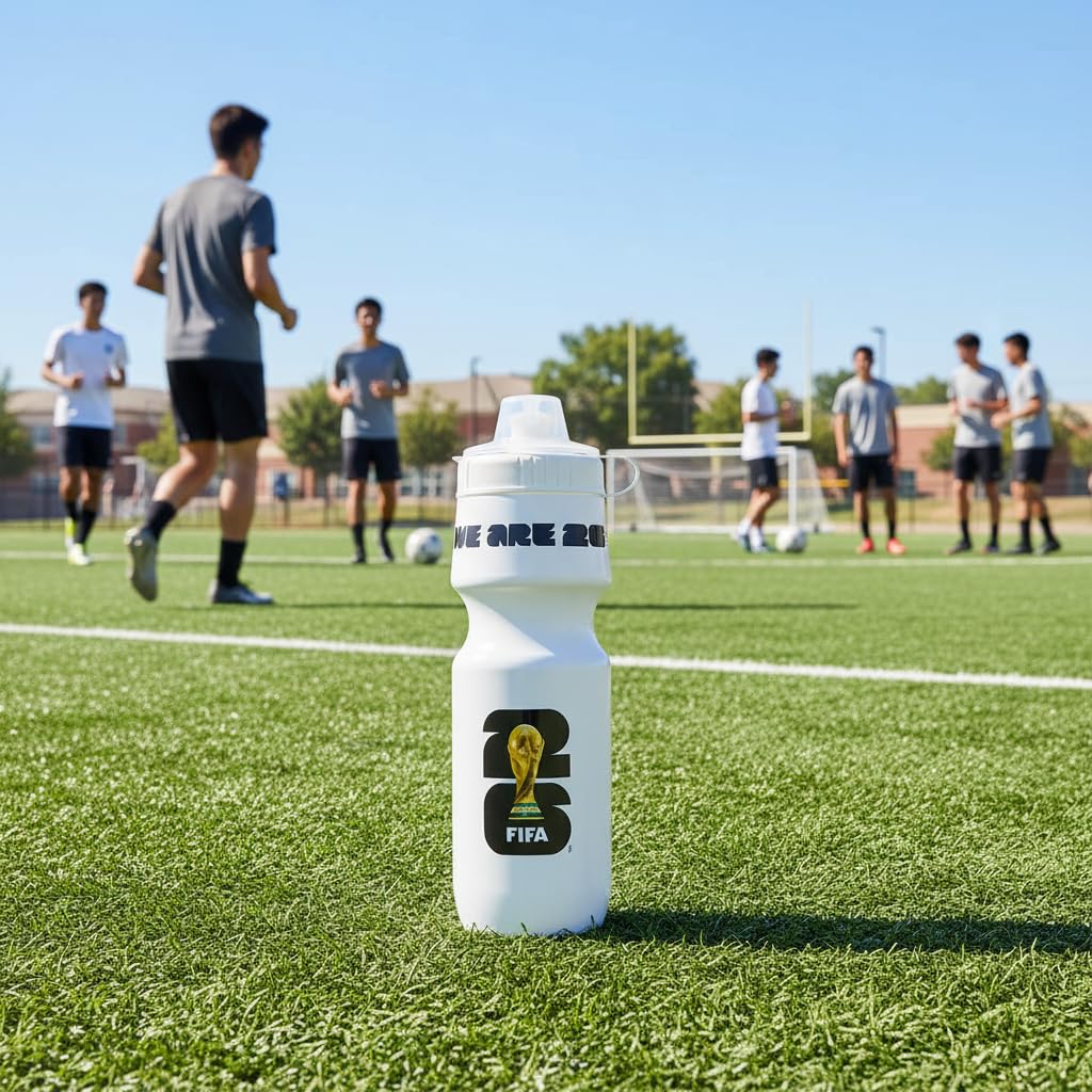 Official FIFA World Cup 2026 Edition - 24oz Refillable Squeeze Water Bottle - BPA-Free, Reusable, Dishwasher Safe with Pull-Top Cap - Designed for Everyday Use - Sports Games, Bike Rides, School, Work