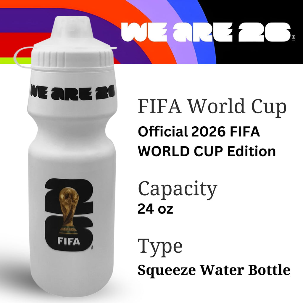 Official FIFA World Cup 2026 Edition - 24oz Refillable Squeeze Water Bottle - BPA-Free, Reusable, Dishwasher Safe with Pull-Top Cap - Designed for Everyday Use - Sports Games, Bike Rides, School, Work